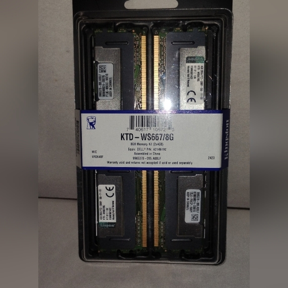 BRAND NEW KINGSTON KTD-WS667/8G 8GB 2X4GB ECC SERVER MEMORY - Picture 2 of 5